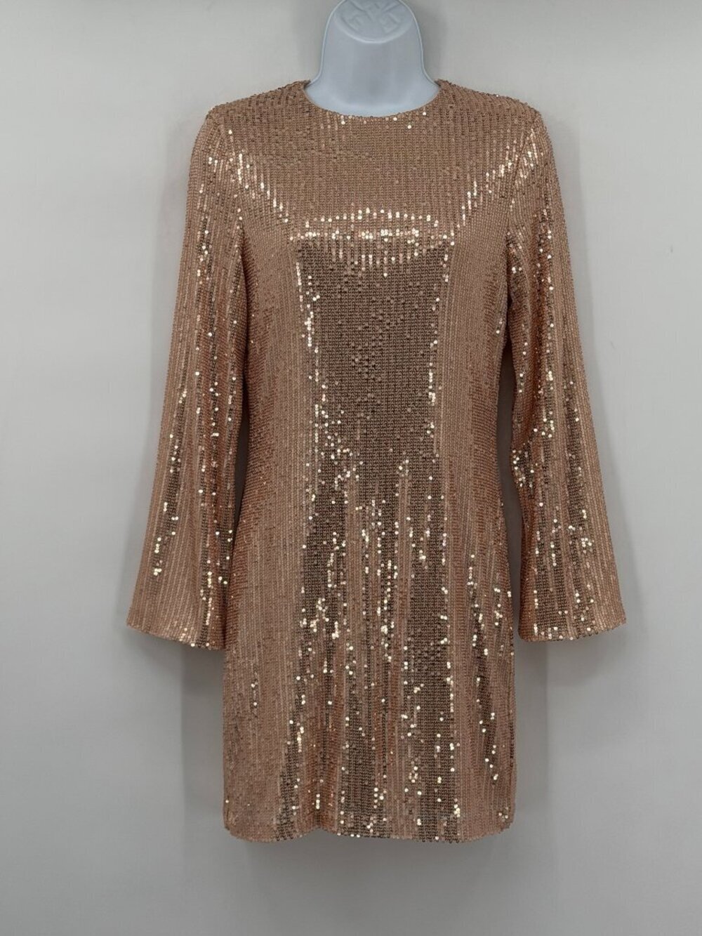 Missord Gold Sequin Open Back Mini Dress Glam Party NYE Cocktail NWT